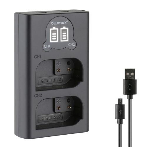 Зарядно за 2 батерии Panasonic DMW-BLK22 с LCD дисплей - 8.4V