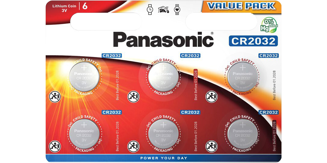 Литиеви батерии CR2032 Panasonic CR2032 - 3V 6 батерии