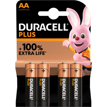 Алкални батерии АА Duracell Plus Power MN1500 AA - 4 броя