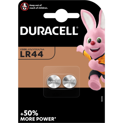 Алкални батерии LR44 - AG13 - Duracell LR44 - 1.5V - 2 броя